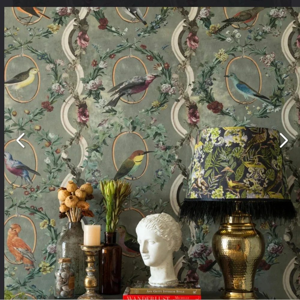 Anthropologie x Mind the Gap Countesse’s Aviarium Birds Mint Wallpaper
